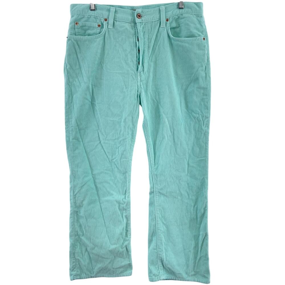 HEY GANG Aqua Corduroy Pants Women’s Size 31 Cotton Preowned